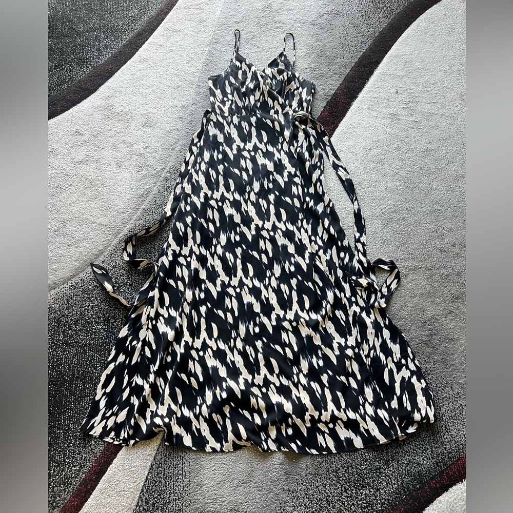 Anthropologie Aakaa Abstract Print Wrap Maxi Dress